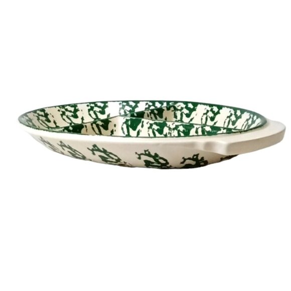 Green & White Country Kitchen 17" Divided Serving Dish, Unbranded, Spongeware?? - Picture 3 of 5